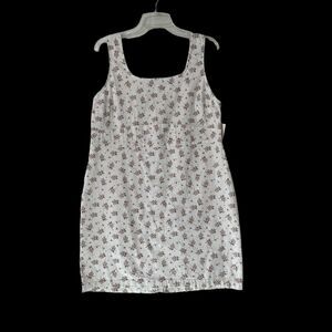 NO BOUNDARIES Womens XXL 19 Floral Sleeveless Dress White Brown Zip Back